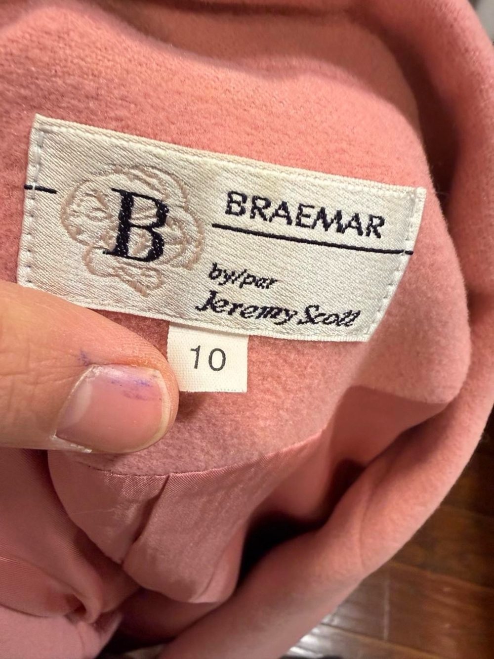 Vintage 90s Braemar by Jeremy Scott Pink Wool Padded Blazer - Picture 3 of 4